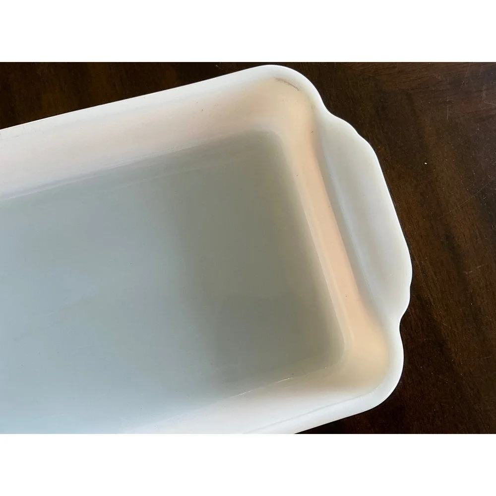 Vintage Fire-King Anchor Hocking White Milk Glass Rectangular Baking Pan 12.5
